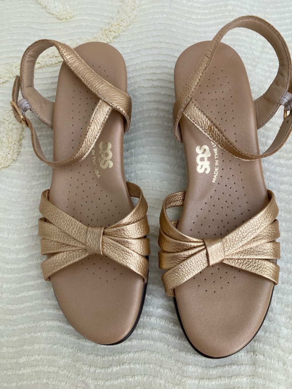 SAS Rose Gold Knotted Slingback Sandals